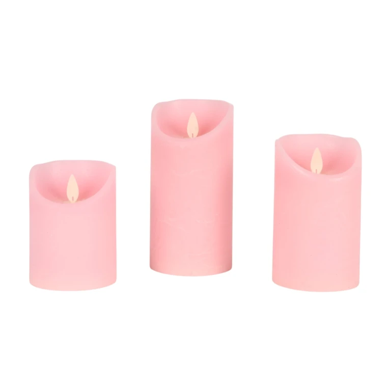 LED-kynttilät pinkki - 3 kpl setti