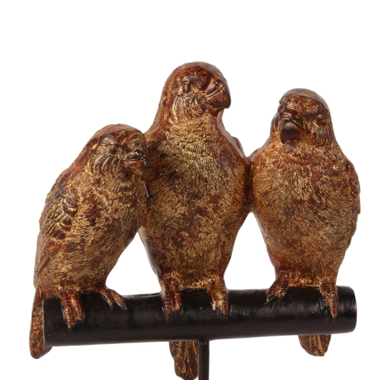 Papukaijapatsas jalustalla – kulta – 33 cm