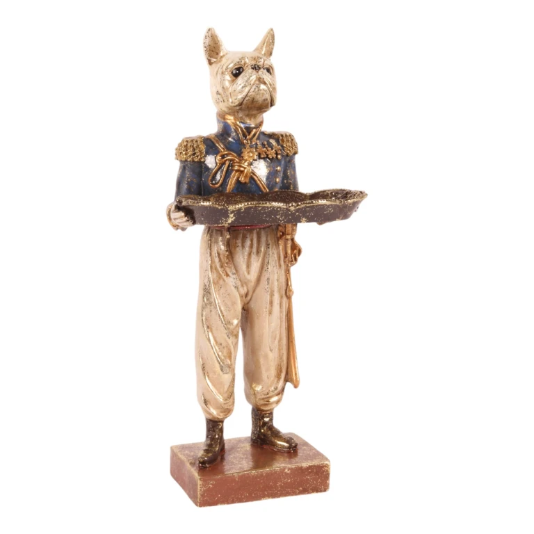 Koirafiguuri lautasella – sininen – 35 cm