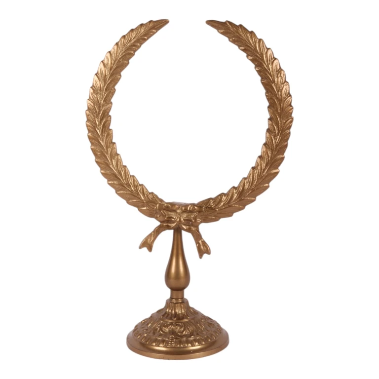 Lehmäkoru jalustalla – kulta – 38 cm – alumiini