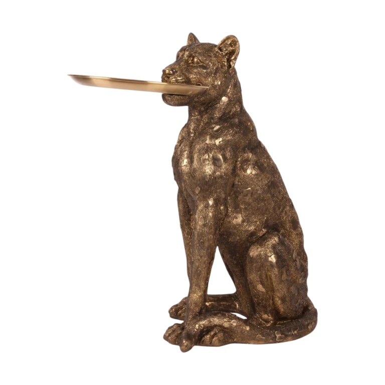 Leopardi tarjoilualustalla - kulta - 62 cm