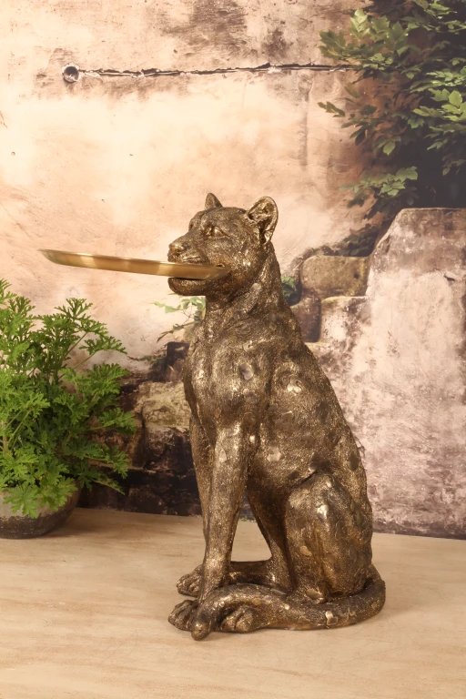 Leopardi tarjoilualustalla - kulta - 62 cm