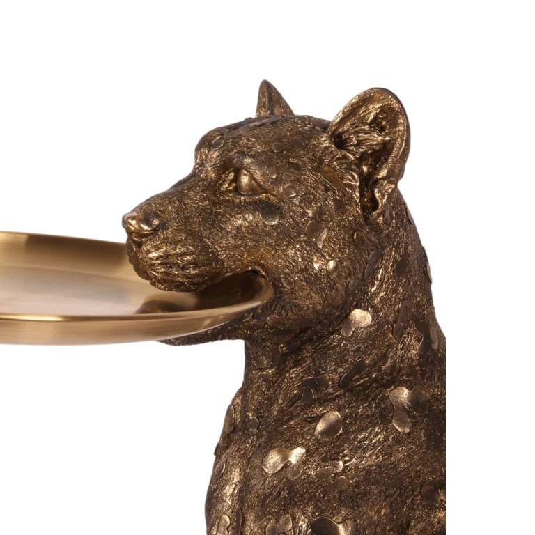Leopardi tarjoilualustalla - kulta - 62 cm