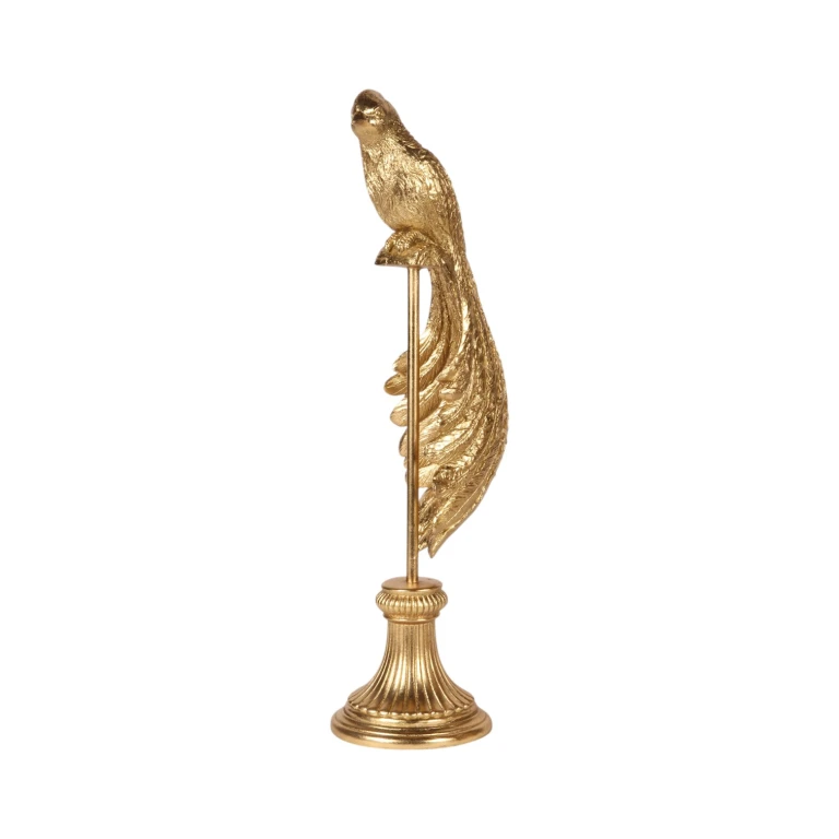 Linnun patsas jalustalla – kulta – 49 cm