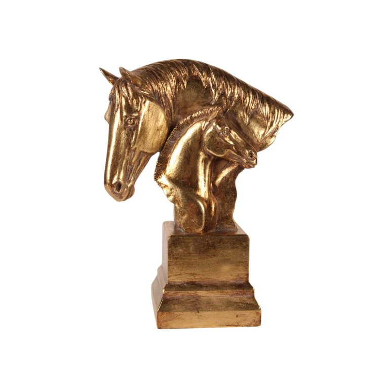 Hevosenpään patsas - kulta - 30 cm