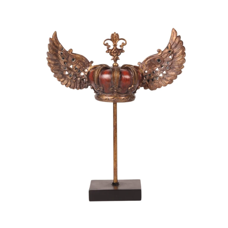 Kruunu jalustalla – punainen/kultainen – 36,5 cm – tekohartsia