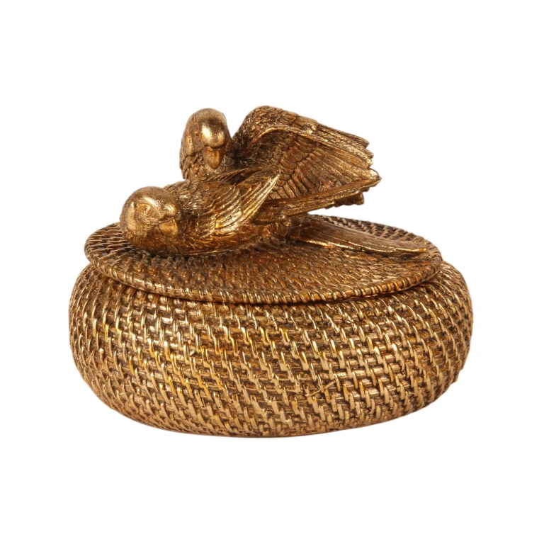Säilytysrasia kannella - 19 cm - kulta - taideharts