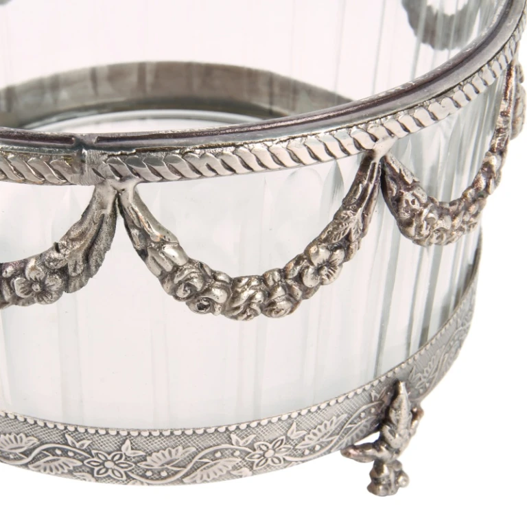 Candle holder - silver - 10 cm - brass and glass