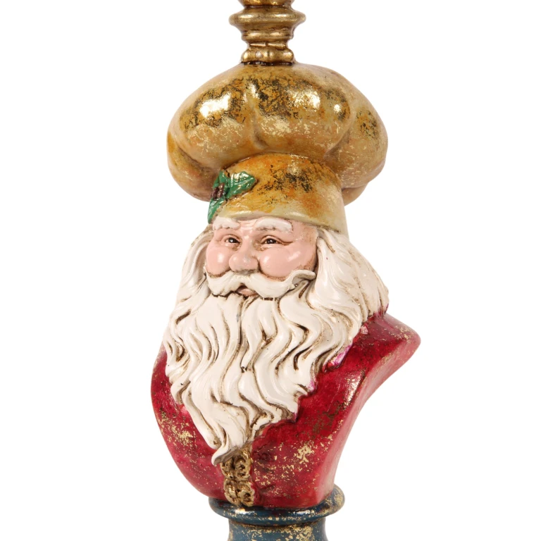 Kynttilänjalka Joulupukki - 25 cm - kulta - taideharts