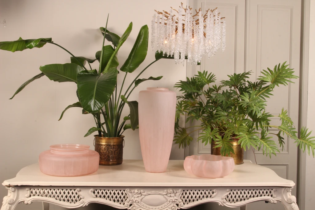 Koristekulho Lotus - vaaleanpunainen - lasi - 40 cm - 1 kpl
