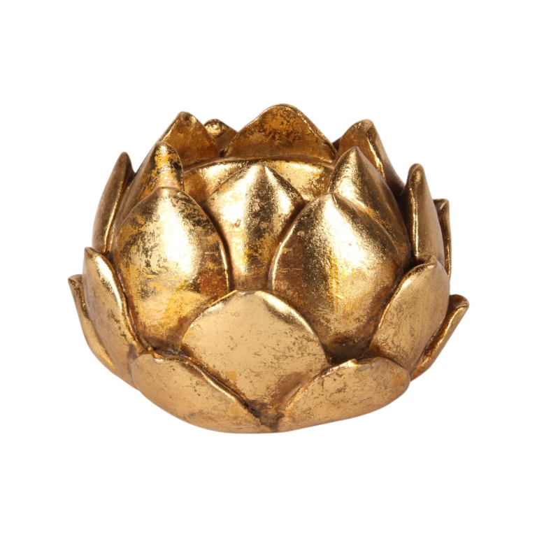 Kynttilänjalka Kukka - 7,1 cm - kulta - keinotekoinen hartsia