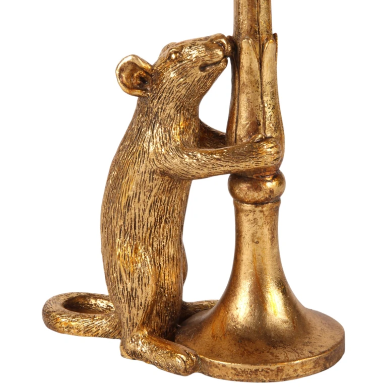 Kynttilänjalka Hiiri - 22,5 cm - kulta - taideharts