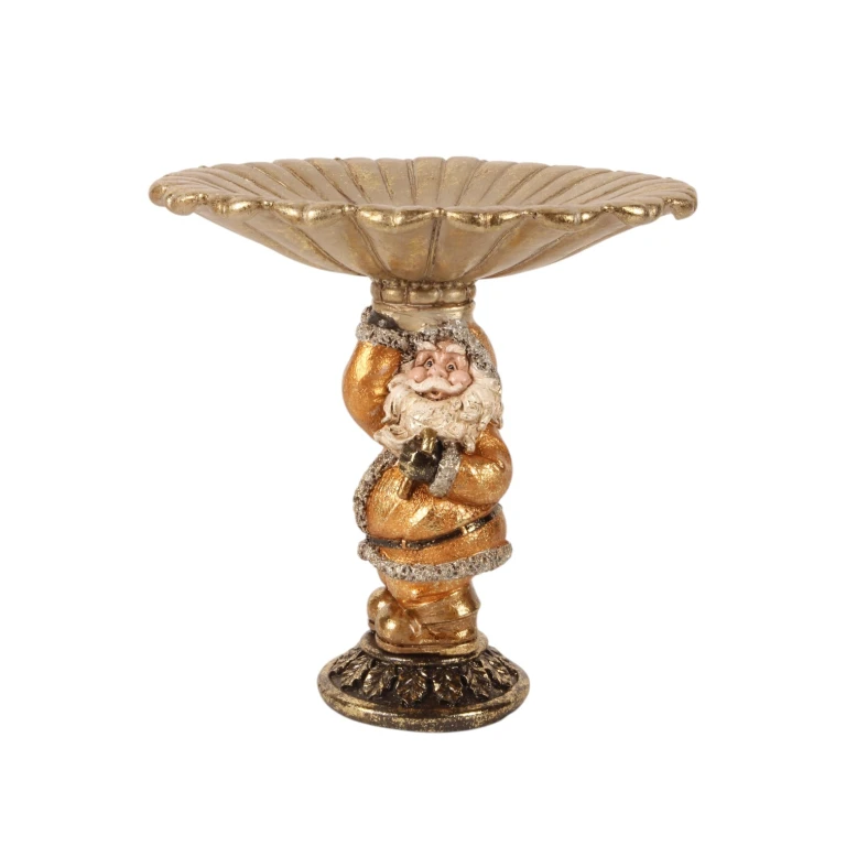 Joulupukki koristekulho - kulta - kunstharssi - 24 cm - 1 kpl