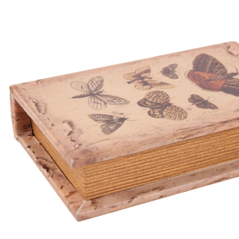Kirjanmuotoinen säilytyslaatikko - 15 cm - beige - tekonahka