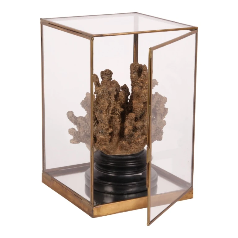 Näyttölaatikko - kulta - messinki ja lasi - 40 cm - 1 kpl