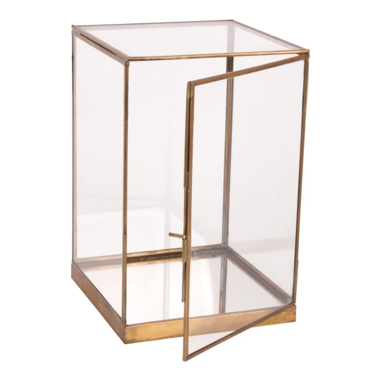 Näyttölaatikko - kulta - messinki ja lasi - 40 cm - 1 kpl