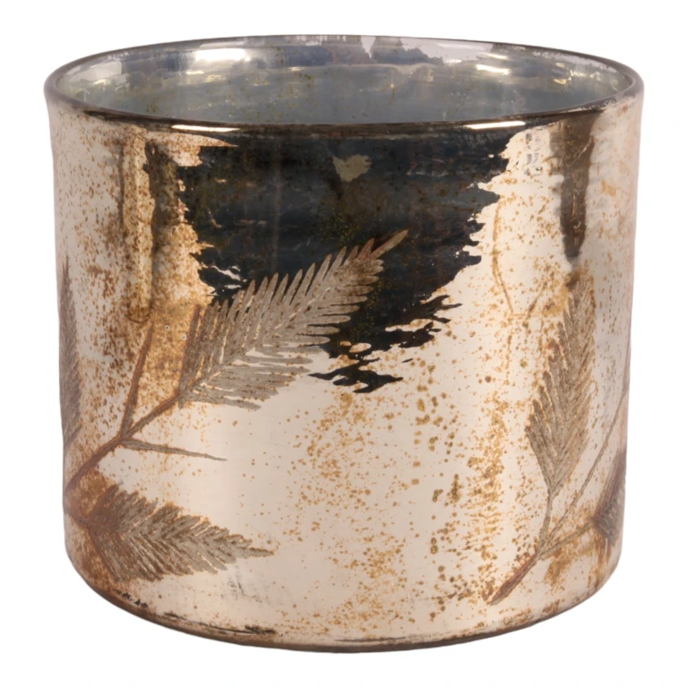 Kynttilänjalka lehdet - hopea - lasi - 18 cm - 1 kpl