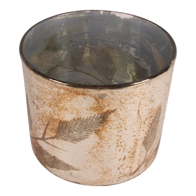 Kynttilänjalka lehdet - hopea - lasi - 18 cm - 1 kpl
