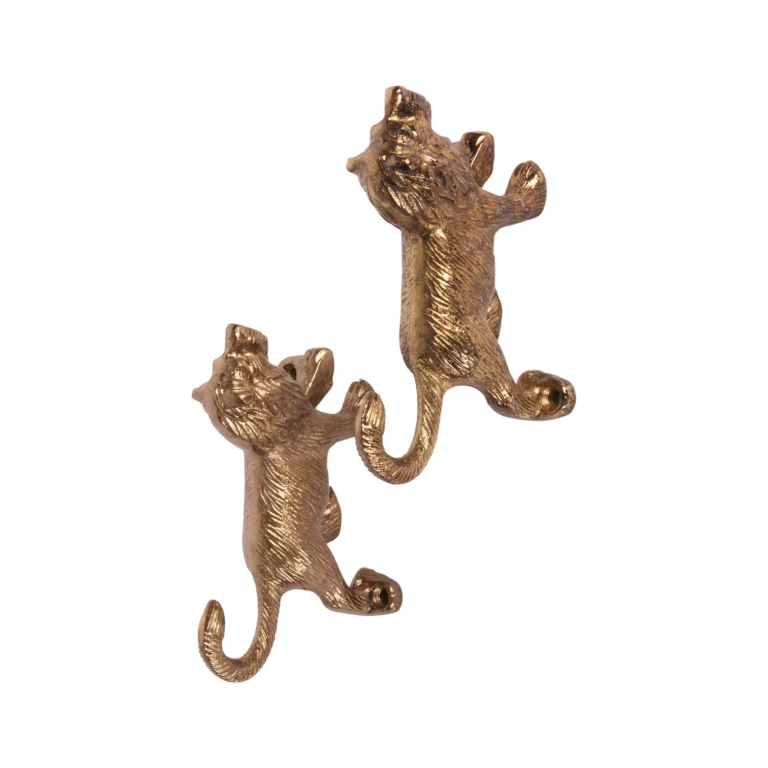 Seinäkoukku leijona - kulta - alumiini - 12 cm