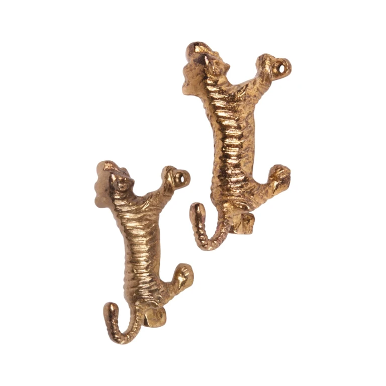 Seinäkoukku tiikeri - 12 cm - kulta - alumiini