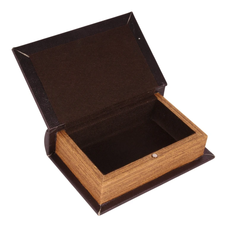 Kirjanmuotoinen säilytyslaatikko - 15 cm - musta - tekonahka
