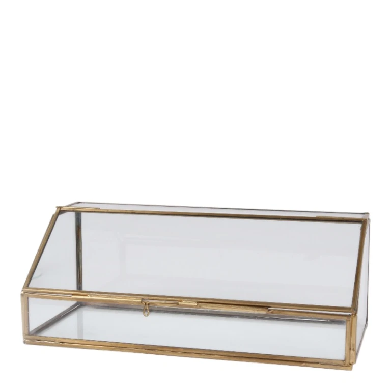 Näyttölaatikko - kulta - kupari ja lasi - 30 x 12 cm - 1 kpl