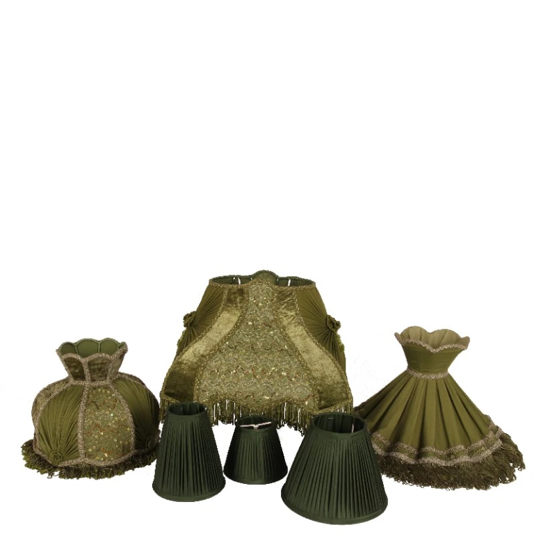 Lampunvarjostin Victorian Suorakulmainen - 40 cm - Vihreä - Kangas