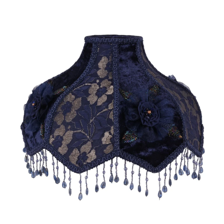 Lampunvarjostin Victorian Dome Scallop - 33 cm - sininen - kangas