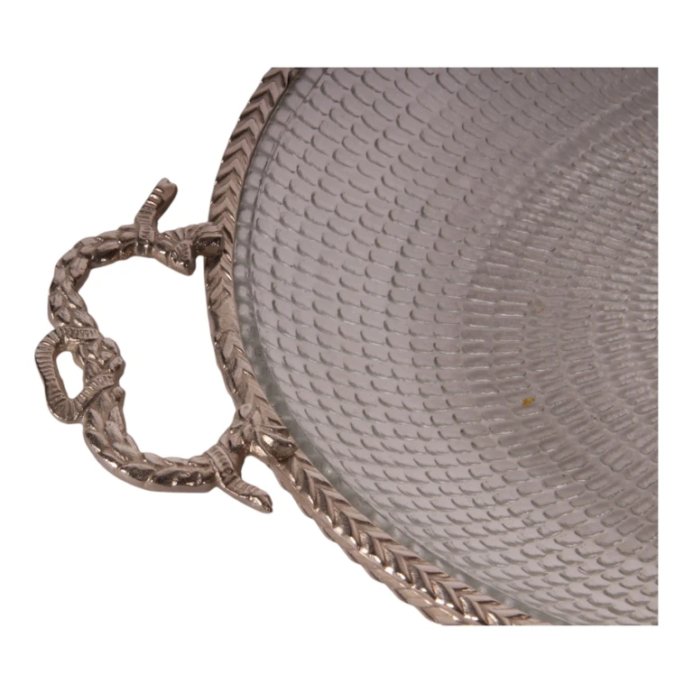 Tarjotin messinki ja lasi - kulta - 39 cm